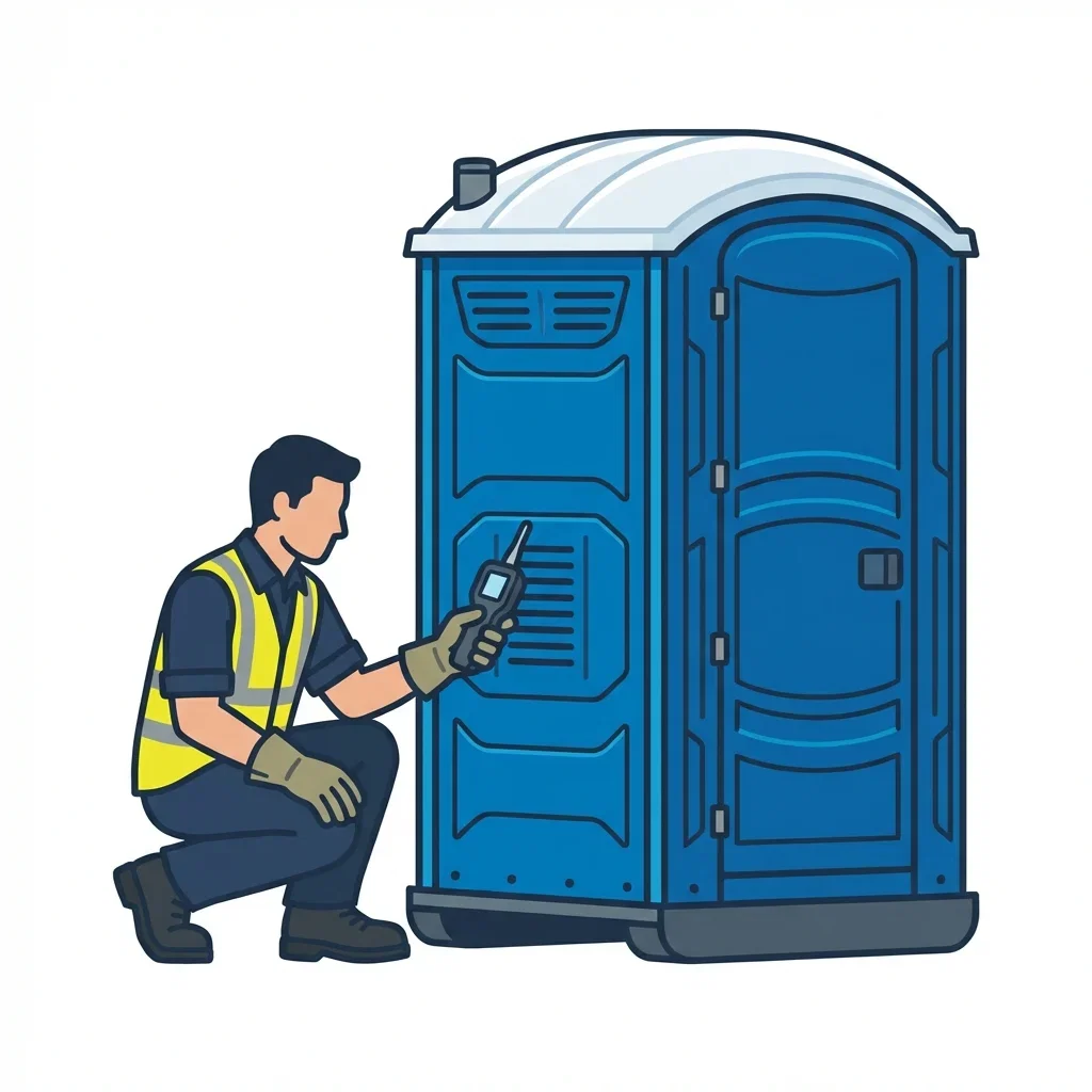 Infographic detailing causes of portable toilet odors in New Haven, CT